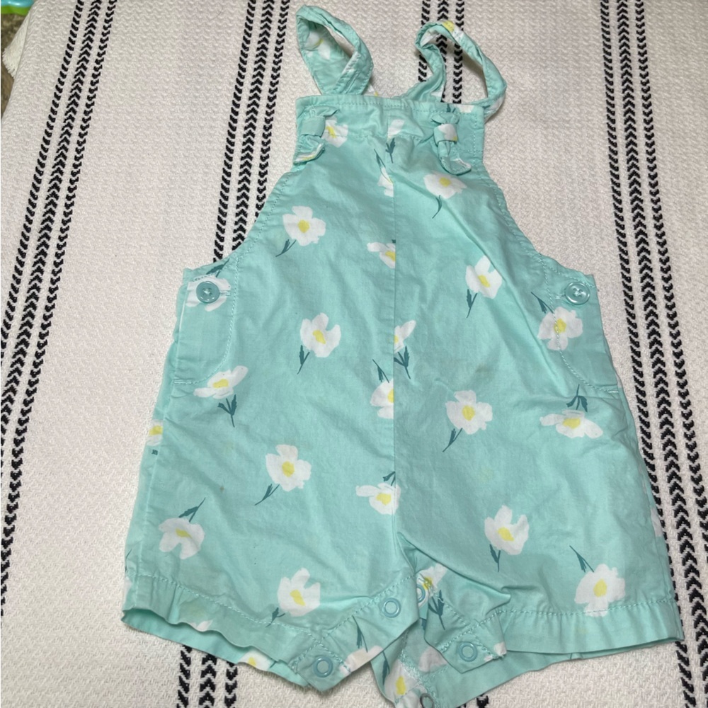 Carters Daisy overall romper | Aqua & daisy print Size 12 months